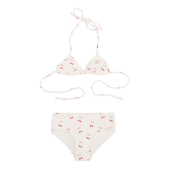LoveShackFancy Girls Finnie Cherry Print Bikini Set
